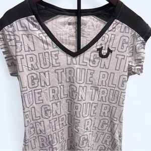 True Religion Women's V-Neck Logo Tee